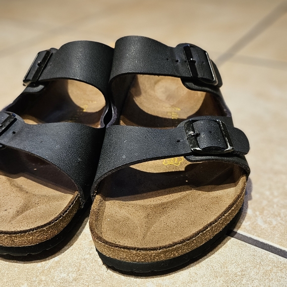 Birkenstock Men's Arizona Birko Flor Sandals, Black 43 M, Regular Width - Picture 12 of 14